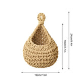 Wall Hanging Fruit Vegetable Basket Natural Jute Woven Teardrop Plant Basket Kitchen Table Wall-Mounted Storage Basket Container