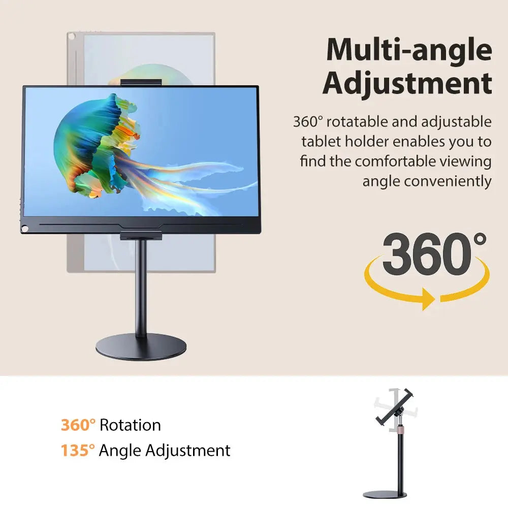 Portable Monitor Stand Adjustable Height Desktop Monitor Bracket for 4.7-17.3 Inch Phone Tablet Monitor Support Holder