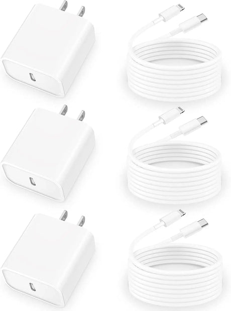 【Mfi Certified】Iphone Charger Fast Charging,  3Pack 20W USB-C Power Adapter Type-C Wall Charger with 10FT Long Type-C to Lightning Cord for Iphone 14 13 12 11 Pro Max/Xs/Xr/X/8/Se/Ipad/Airpods