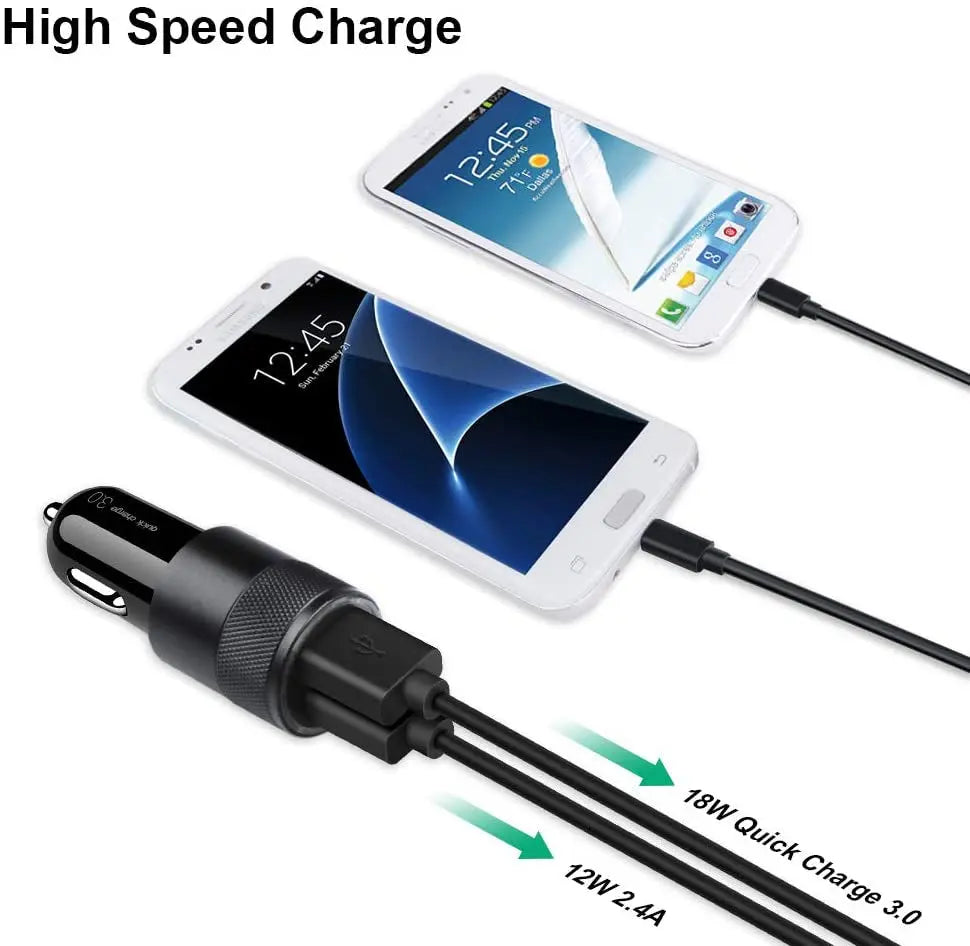 Fast Car Charger, Quick Charging 5.4A/30W Phone USB Adapter Rapid Plug 2 Port Cigarette Lighter Charger Flush Compatible Samsung, Tablet, Iphone, Ipad, LG