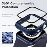2 Pack Hard Case Designed for Apple Watch Se/Series 6/5/4 44Mm with 9H Tempered Glass Screen Protector, [Touch Sensitive] [Full Coverage] Slim Bumper Protective Cover 44Mm, Blue