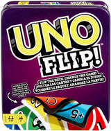 UNO FLIP! Family Card Game, with 112 Cards in a Sturdy Storage Tin, Great for 7 Year Olds and up (Amazon Exclusive)