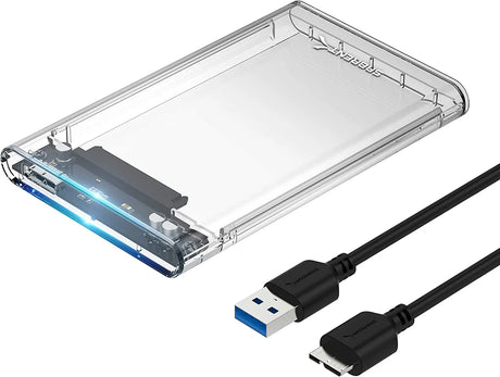 2.5 Inch SATA to USB 3.0 Tool Free Clear External Hard Drive Enclosure [Optimized for SSD, Supports UASP SATA III] (EC-OCUB)