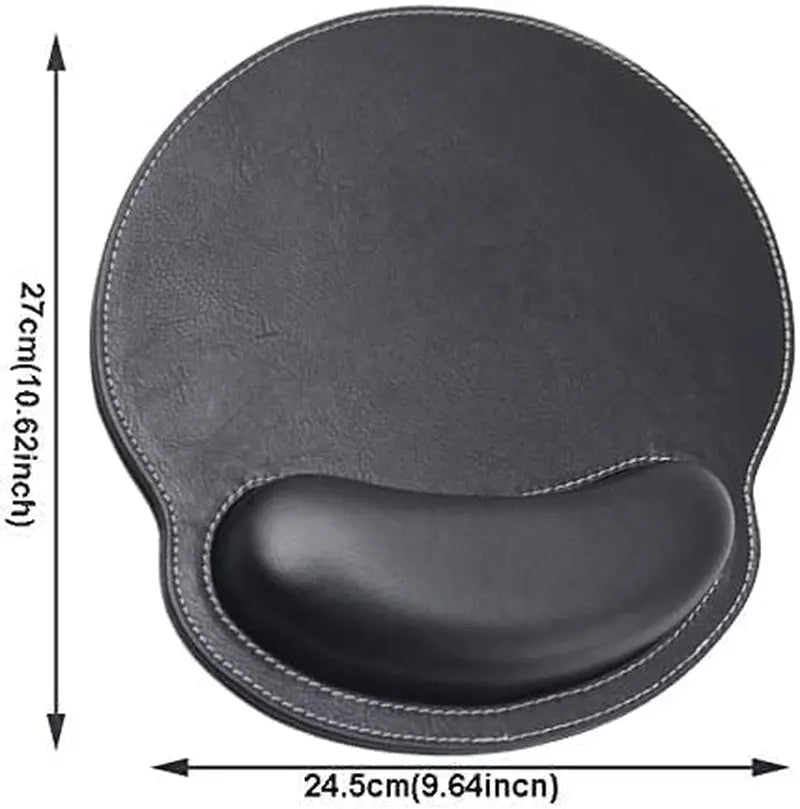 Ergonomic PU Leather Mouse Pad with Wrist Support,Comfort Memory Foam,Waterproof Surface，Non- Slip Rubber Base for Computer Laptop & Mac,Lightweight Rest for Home,Office & Travel (Black)
