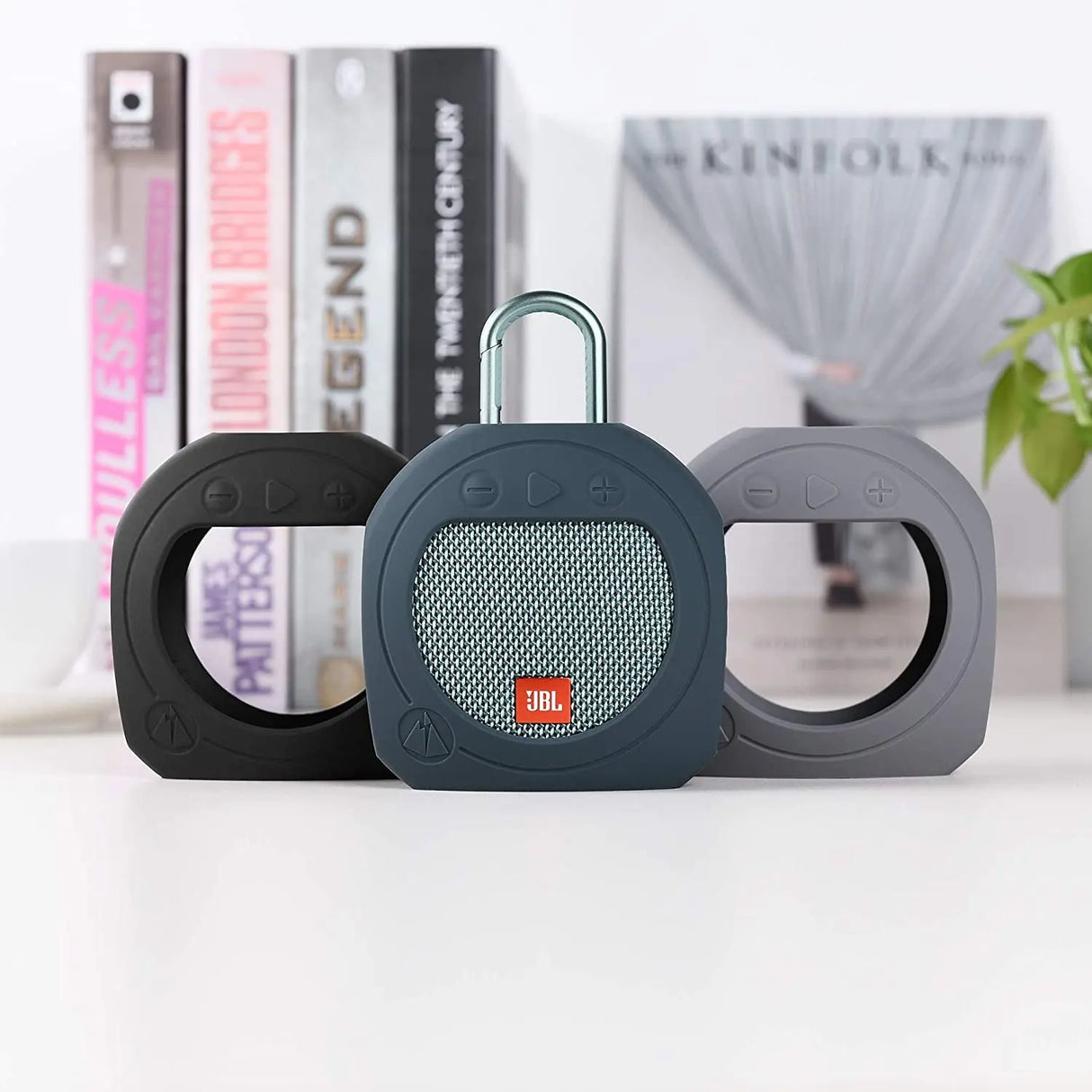 Protective Silicone Stand up Carrying Case for JBL Clip 3 Waterproof Portable Bluetooth Speaker(Blue)