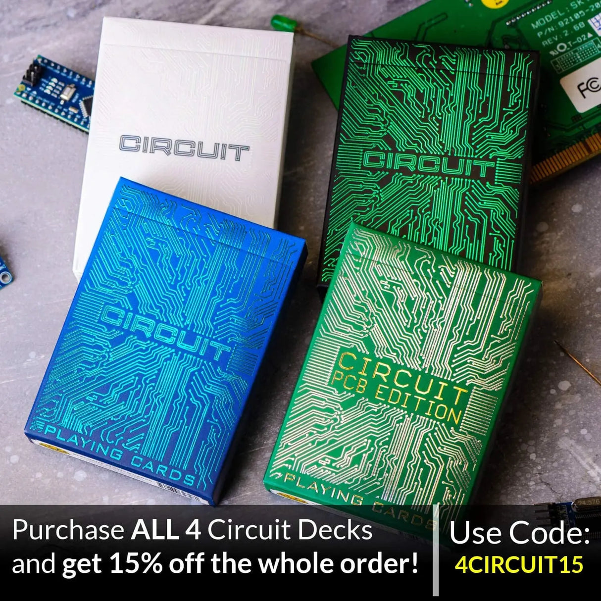 Circuit Neon Green Playing Cards with Free Card Game Ebook, Creative Deck of Cards, Premium Card Deck, Cool Poker Cards, Unique Bright Colors for Kids & Adults, Computer Themed, Black Playing Cards