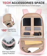 Travel Laptop Backpack Women 17.3 Inch Laptop Backpack Water Resistant Casual Daypack Large Backpack for Business Work Computer Backpack College Bookbag Women Pink