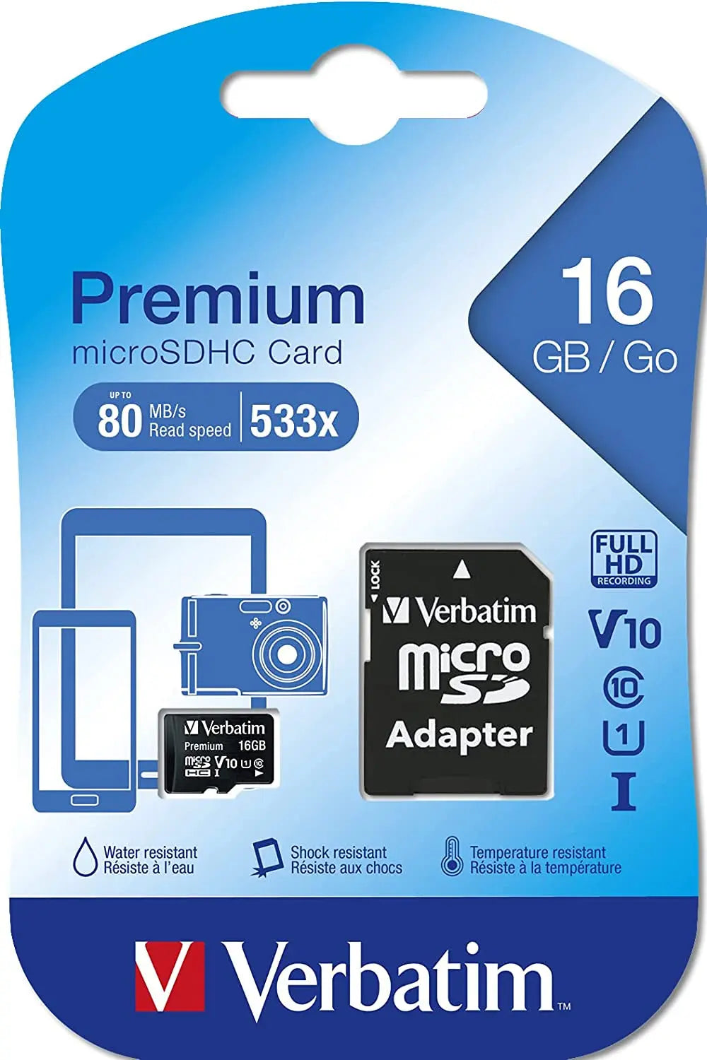 44082 16GB Premium Microsdhc Memory Card with Adapter, UHS-I V10 U1 Class 10, Black