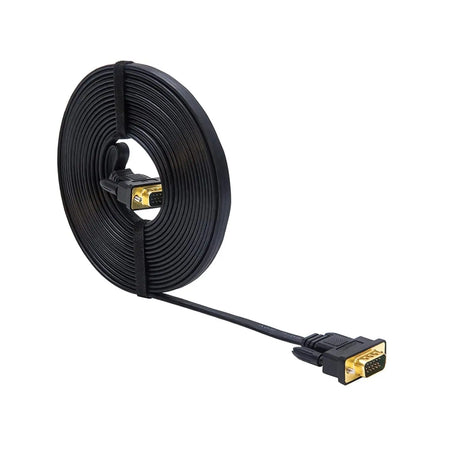 VGA to VGA Cable 50Ft Long Thin Flat 15 Pin Computer Monitor Cord Male to Male SVGA Wire (50 Feet, Black)