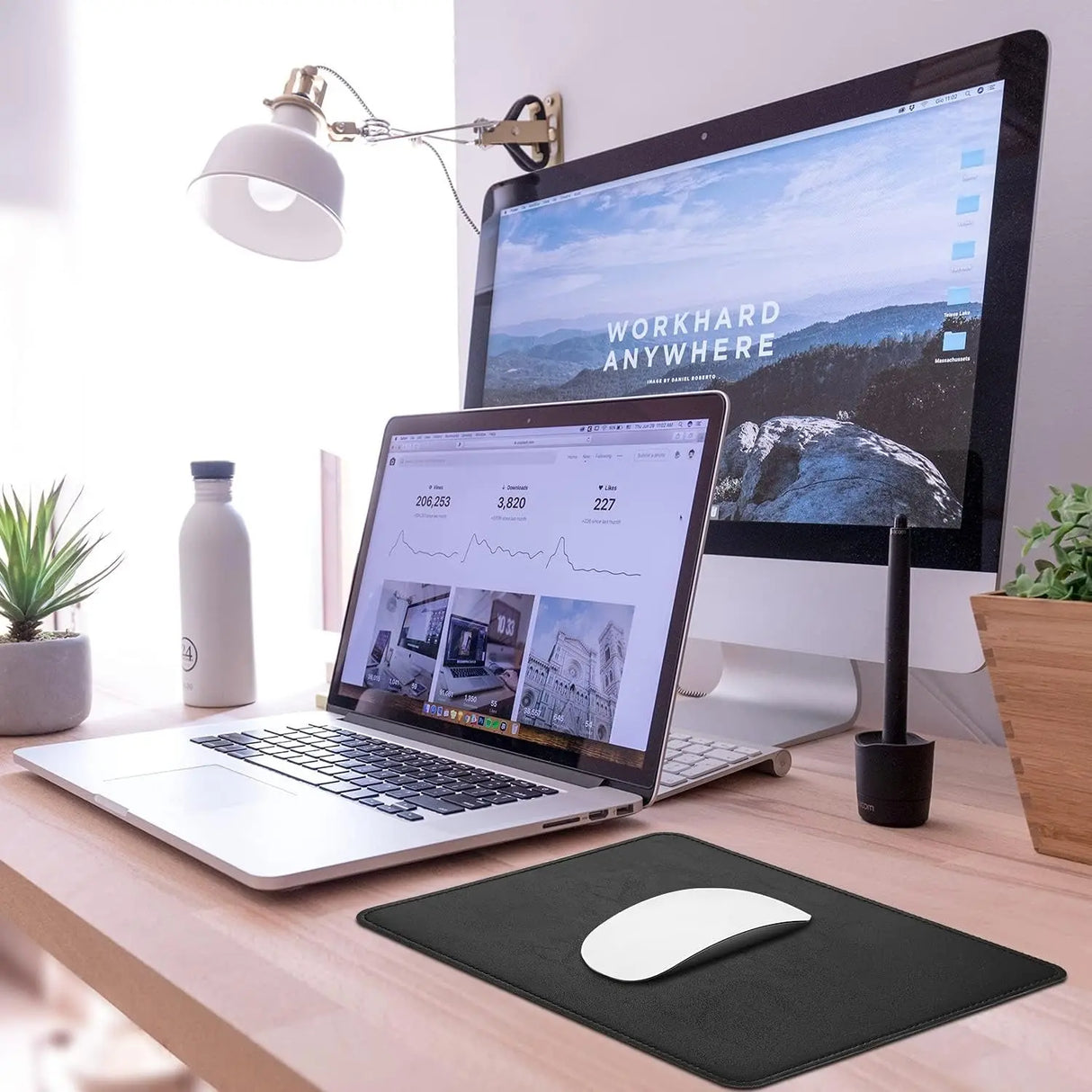 PU Leather Mouse Pad with Stitched Edge Micro-Fiber Base with Non-Slip, Waterproof, Mouse Pad for Computers, Laptop, Office & Home,1 Pack, 8Inch11Inch (Caramel Black)