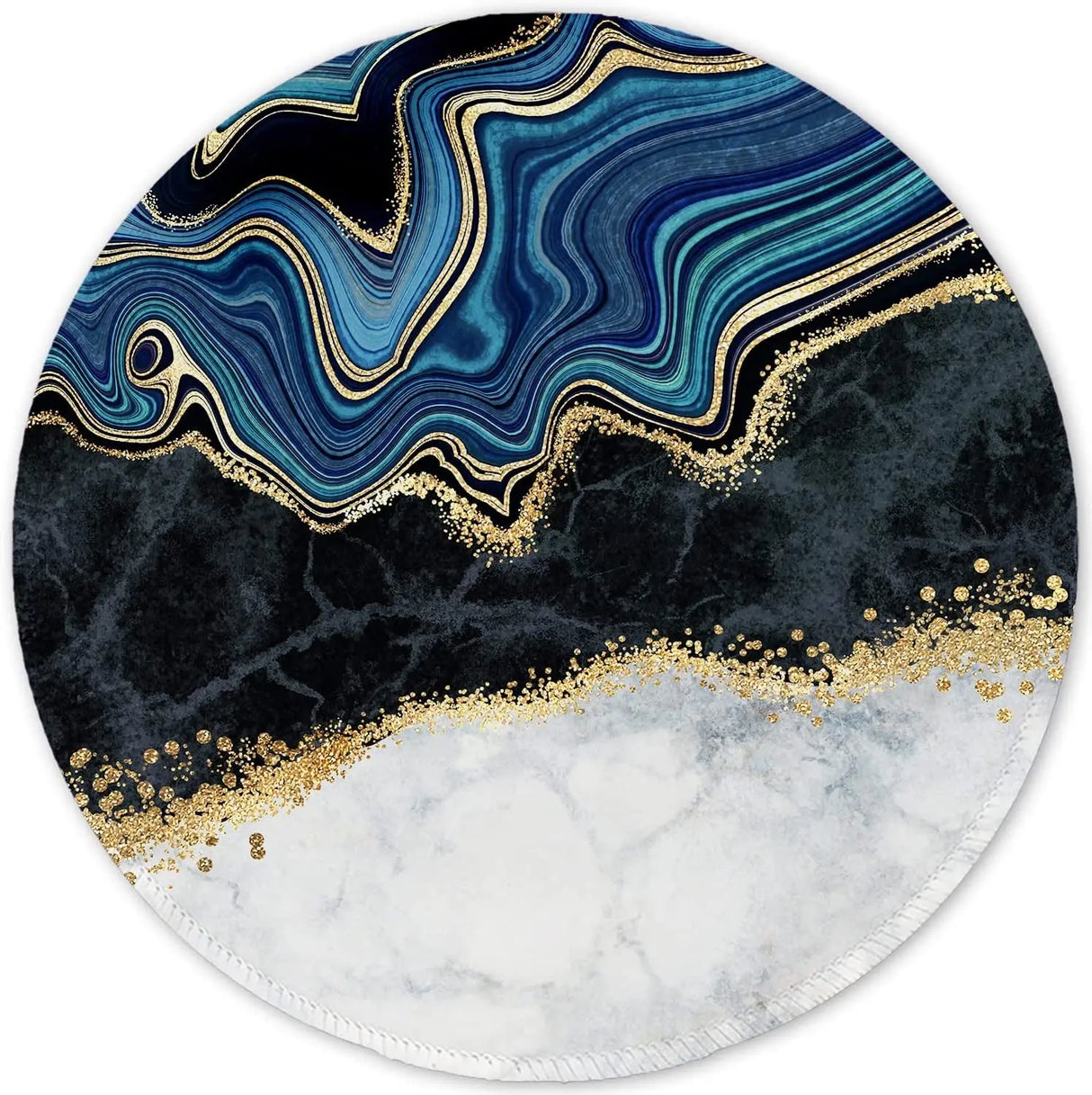 [20% Larger Mouse Pad with Stitched Edge, Premium-Textured Mouse Mat Waterproof Non-Slip Rubber Base round Mousepad for Office Gaming PC Laptop 8.7×8.7 Inches, Abstract Art Marble
