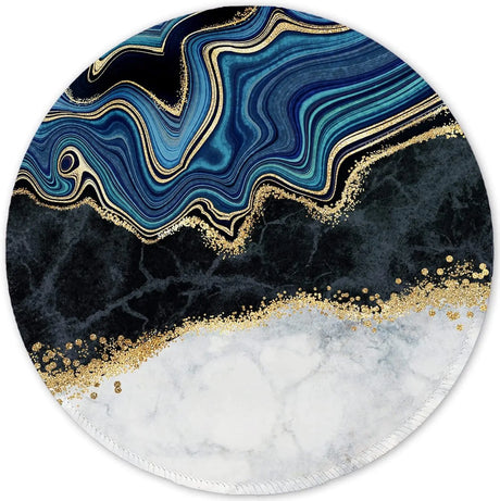 [20% Larger Mouse Pad with Stitched Edge, Premium-Textured Mouse Mat Waterproof Non-Slip Rubber Base round Mousepad for Office Gaming PC Laptop 8.7×8.7 Inches, Abstract Art Marble