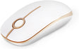 Wireless Mouse, 2.4G Slim Portable Computer Mice with Nano Receiver for Notebook, PC, Laptop, Computer (White and Gold)