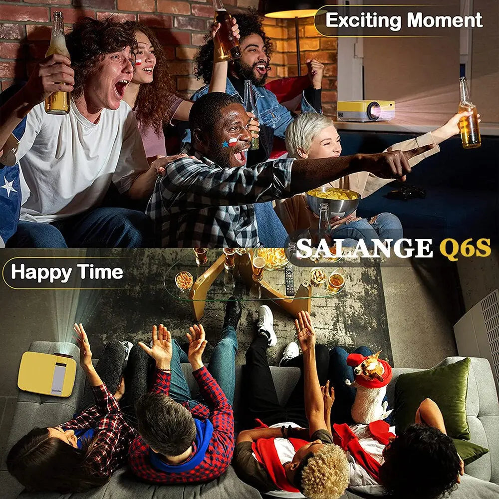 Q6S Video Projector for Movie Home Cinema Full HD 1080P Supported Airplay Movie Beamer Wifi Android 10 TV BOX Optional