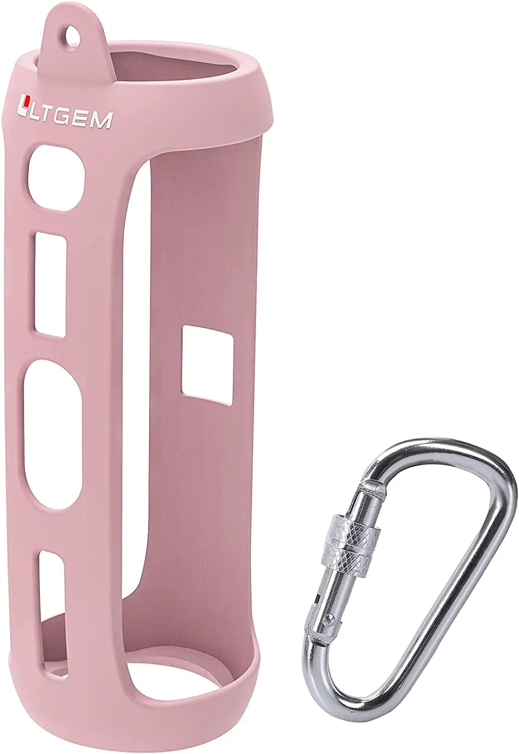 Silicone Carrying Travel Case for JBL FLIP 5 Waterproof Portable Bluetooth Speaker with Extra Carabiner - Pink