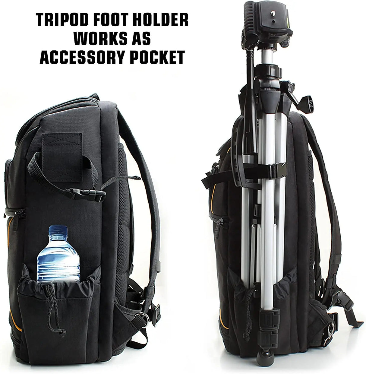 DSLR Camera Backpack Case - 15.6 Inch Laptop Compartment, Padded Custom Dividers, Tripod Holder, Rain Cover, Long-Lasting Durability and Storage Pockets - Compatible with Many Dslrs (Orange)
