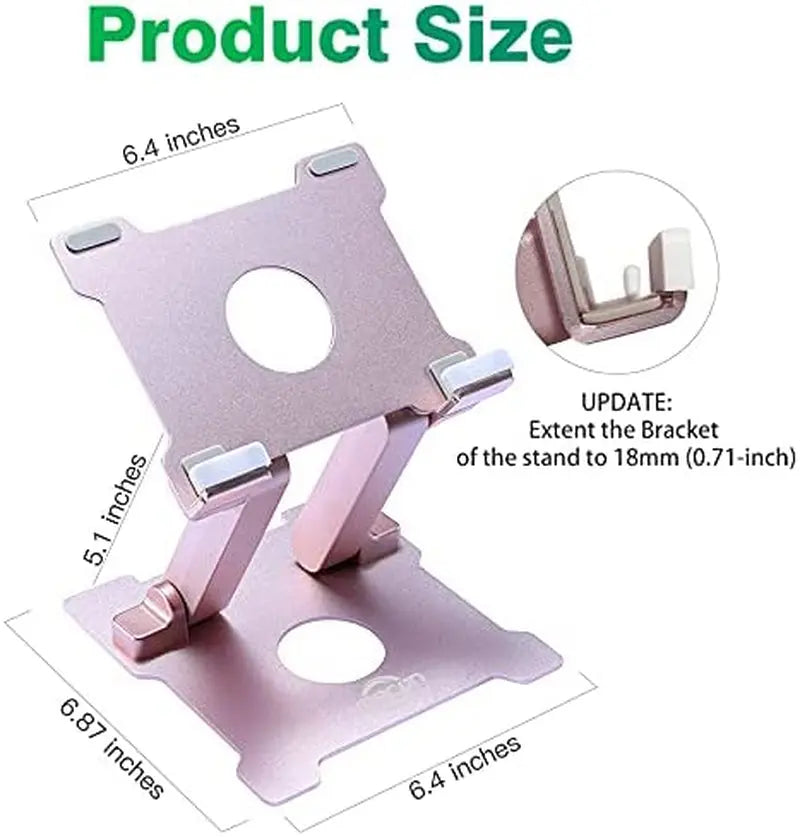Tablet Stand,【Updated】 Adjustable Eye-Level Aluminum Solid Desktop Stand Holder,Compatible with Ipad Series,Microsoft Surface Series,Samsung,Kindle Fire,Etc.Up to 15'' Tablets-Pink