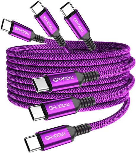 USB C to Type C 100W Cable 3Pack 3.3/6.6/10Ft,Power Delivery Fast Charging PD Charger Cord for Macbook Mac,Iphone 15,Ipad 10 10Th Pro Air 4 5 Mini 6 6Th Generation,Samsung Galaxy S22 S23 Ultra