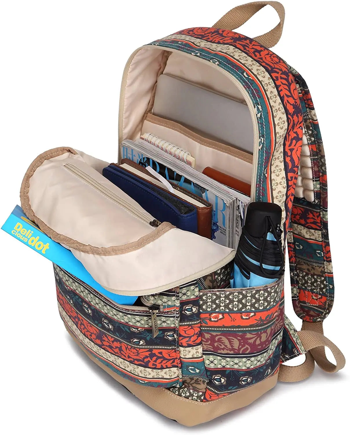 New Bohemian Laptop Backpack with Massage Cushioned Straps Travel Outdoor Backpack for Laptop up to 15.6 Inch