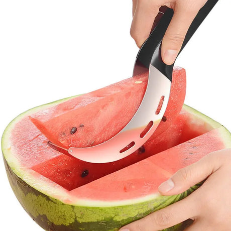 Watermelon Slicer Cutter Stainless Steel Color Non-Slip Plastic Wrap Handle Not Hurt Hands Cantaloupe Kitchen Fruit Cutting Tool