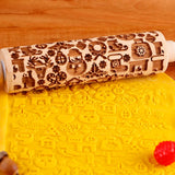1Pc 13.7In Wooden Christmas Embossed Rolling Pin for Pastry Baking Tools,Santa Claus Elk Boots Deep Engraving Cookies Stamp Tool