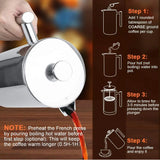 French Press Coffee Maker, 304 Grade Stainless Steel Insulated Coffee Press with 2 Extra Screens, 50Oz (1.5 Litre), Silver