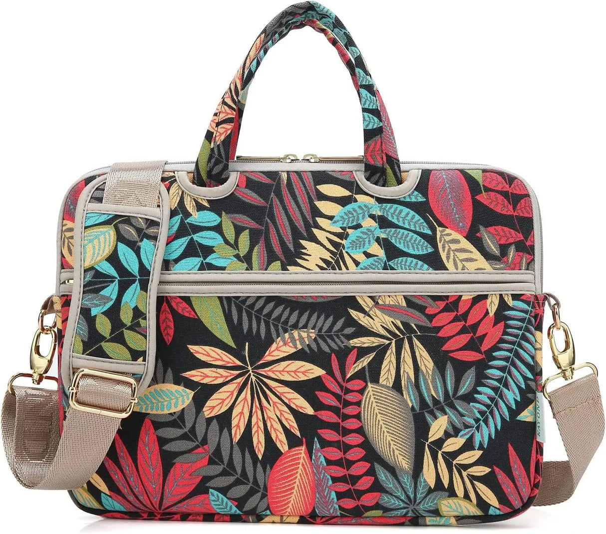 Forest Series Black Patten Water-Resistant Laptop Shoulder Messenger Bag Case Sleeve for 14 Inch 14.1 Inch Laptop