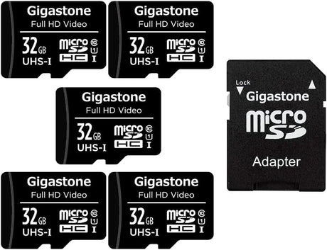 32GB 5-Pack Micro SD Card, Full HD Video, Surveillance Security Cam Action Camera Drone, 90Mb/S Micro SDHC UHS-I U1 C10 Class 10