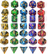 5 X 7-Die Double-Colors Polyhedral Dice Sets with Pouches for D&D DND RPG MTG Dungeon and Dragons Table Board Roll Playing Games D4 D6 D8 D10 D% D12 D20