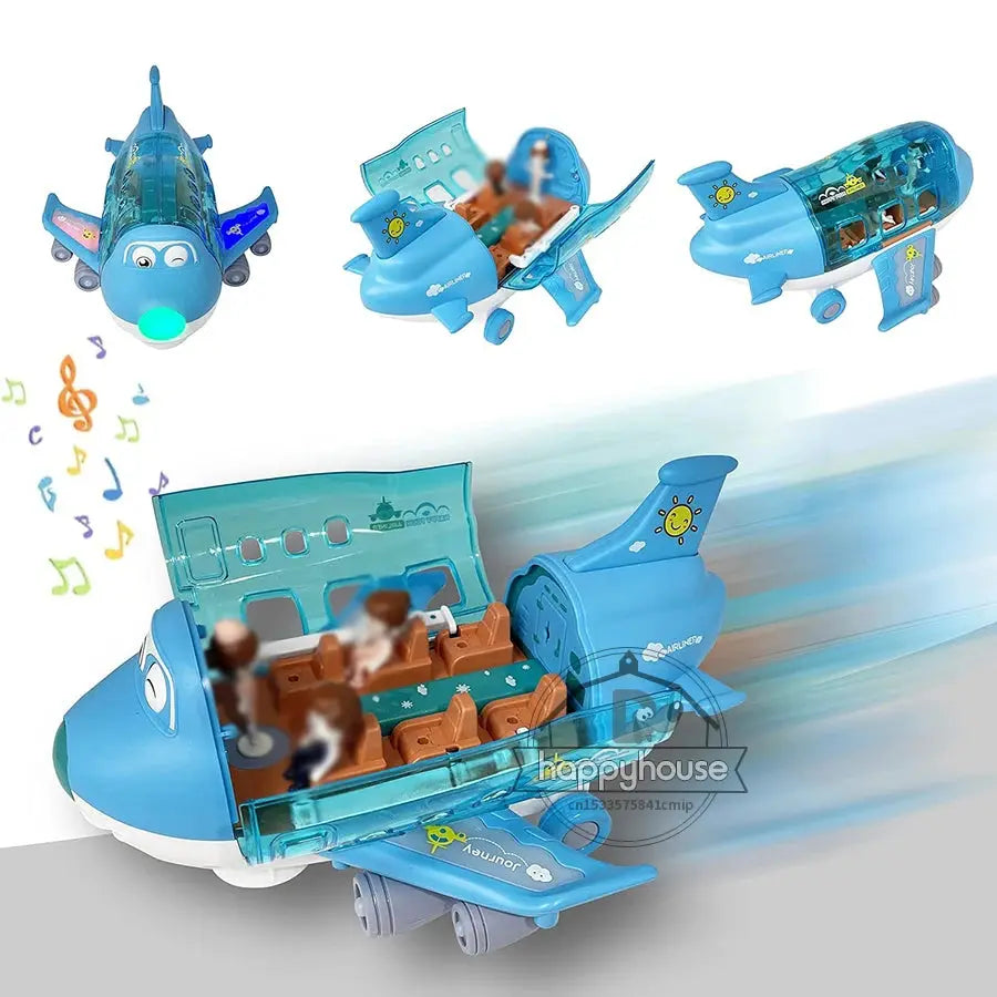 360° Rotating Electric Plane Airplane Toys for Kids Bump and Go Action Toddler Toy Plane with LED Flashing Light Sound for Boys