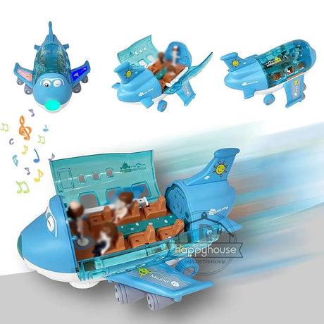 360° Rotating Electric Plane Airplane Toys for Kids Bump and Go Action Toddler Toy Plane with LED Flashing Light Sound for Boys