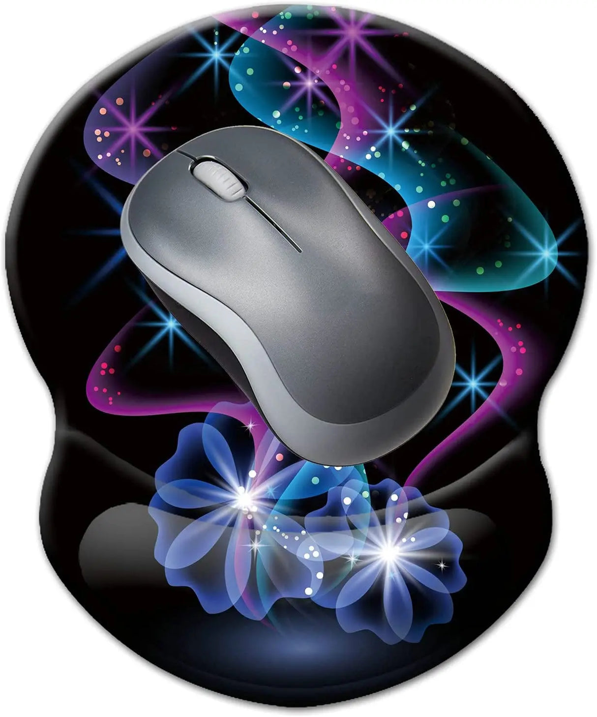 Wrist Mouse Pad, Non-Slip Ergonomic Mouse Pad with Gel Wrist Rest Support, Gaming Mouse Pad 8.7 X 7.5 Inches Pad for Computer, Laptop, Home, Office (Purple Blue Light)