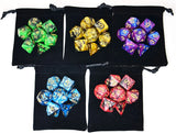 5 X 7-Die Double-Colors Polyhedral Dice Sets with Pouches for D&D DND RPG MTG Dungeon and Dragons Table Board Roll Playing Games D4 D6 D8 D10 D% D12 D20