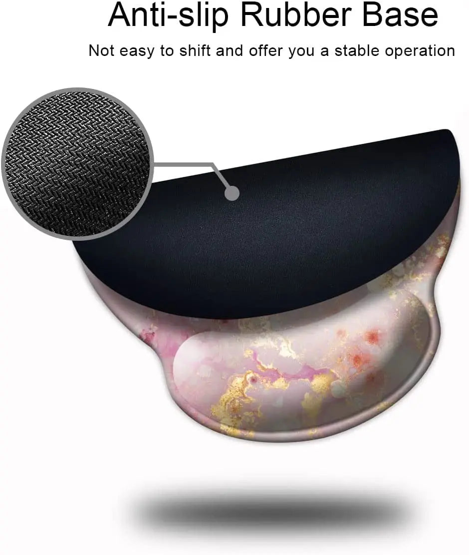 Ergonomic Mouse Pad with Wrist Support, Cute Wrist Pad with Non-Slip Rubber Base for Computer, Laptop, Home Office Gaming, Working, Easy Typing & Pain Relief,Rose Marble