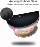 Ergonomic Mouse Pad with Wrist Support, Cute Wrist Pad with Non-Slip Rubber Base for Computer, Laptop, Home Office Gaming, Working, Easy Typing & Pain Relief,Rose Marble