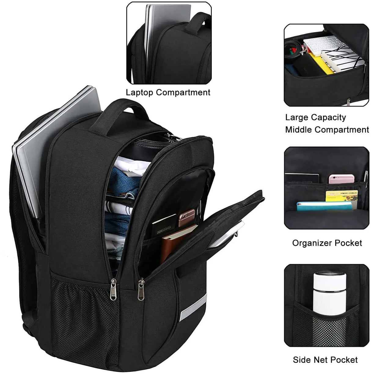 Travel Laptop Backpack, Business Backpack with USB Charging Port and Password Lock, Durable Water Resistant Computer Bag Fit 15.6 Inch Laptops for Men Gift