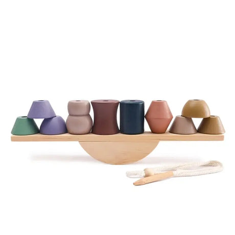 Baby Animal Threading Seesaw Toys Wooden Stacking Toys Blocks Game Montessori Hands-On Balance Ability Educational Children Gift