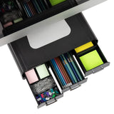 Plastic PC, Laptop Imac, Monitor Stand with Three Drawer Desk Organizer, Silver