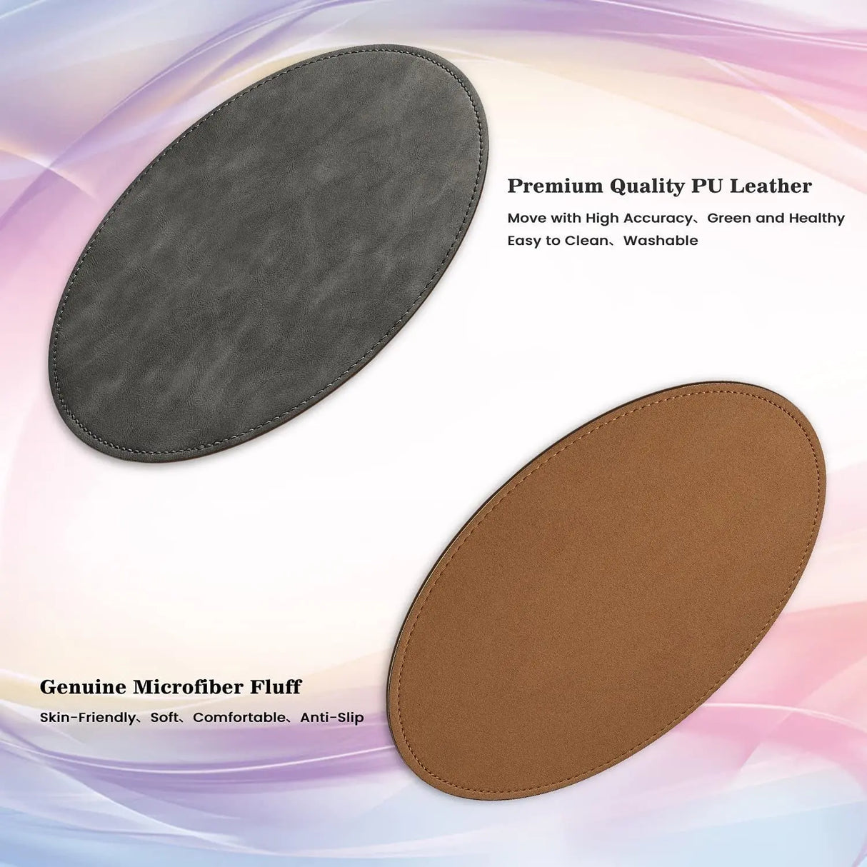 Mouse Pad，Round Mouse Pad，Pu Mouse Pad，Leather Mouse Pad with Stitched Edge Micro-Fiber Base with Non-Slip Waterproof，Mouse Pad for Computers，Laptop，Office & Home，9 X 9 Inch (Caramel Brown)