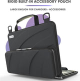 11-11.6 Inch Chromebook Case Protective Laptop Hard Cover Sleeve, Always-On Work in Case Pouch Handle Shoulder Strap (Black PU)