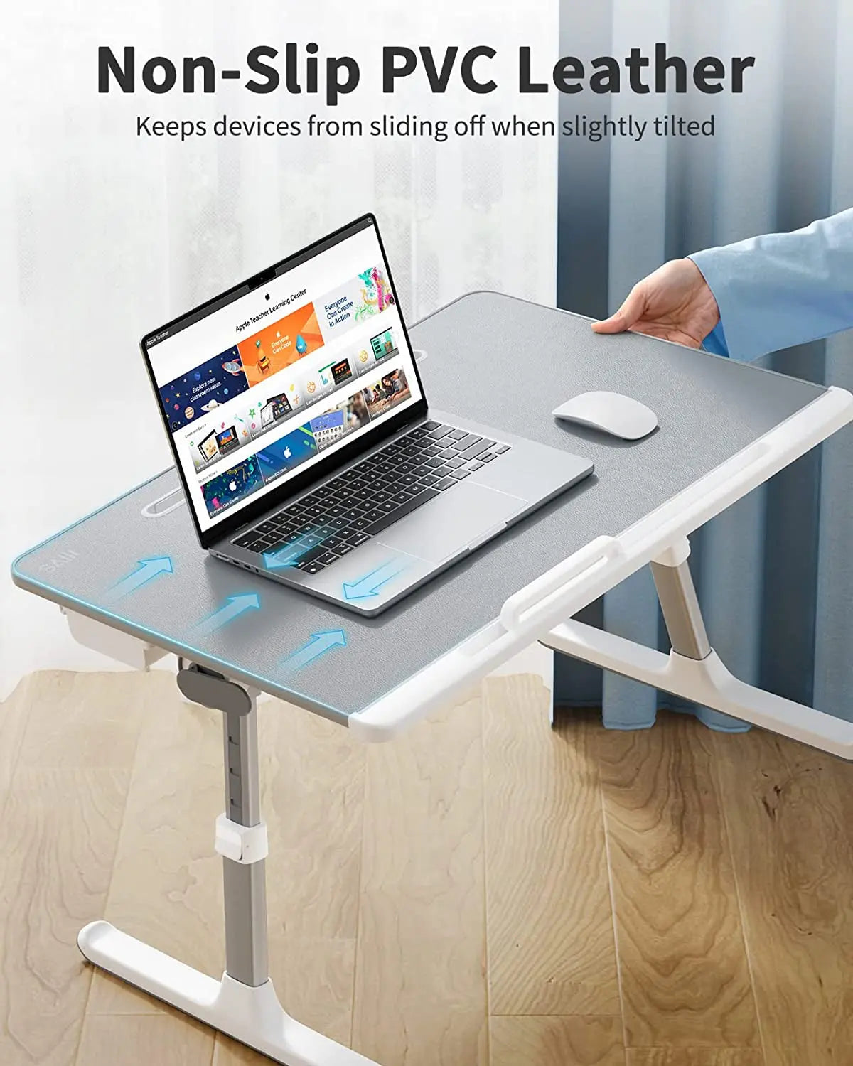 Laptop Bed Tray Desk,  Adjustable Stand for Bed, Foldable Table with Storage Drawer Eating, Working, Writing, Gaming, Drawing (Gray, X-Large)
