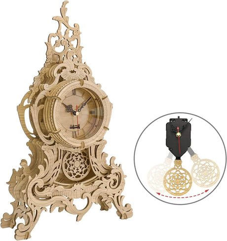 3D Wooden Pendulum Clock Puzzles for Adults-Baroque Clock Model Kits,Large Size