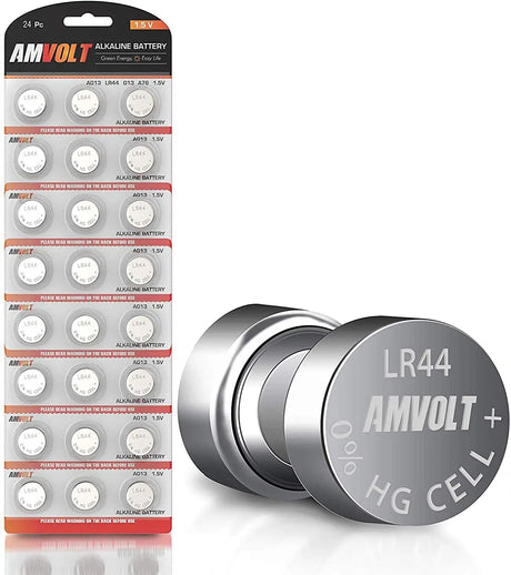 - Pack of 24 LR44 Batteries AG13 SR44 357 303 Premium Alkaline Non Rechargeable Button Battery, 1.5 Volt Small Batteries for Watches Clocks & Electronic Devices