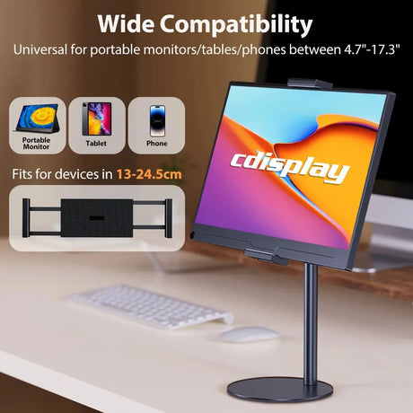 Portable Monitor Stand Adjustable Height Desktop Monitor Bracket for 4.7-17.3 Inch Phone Tablet Monitor Support Holder