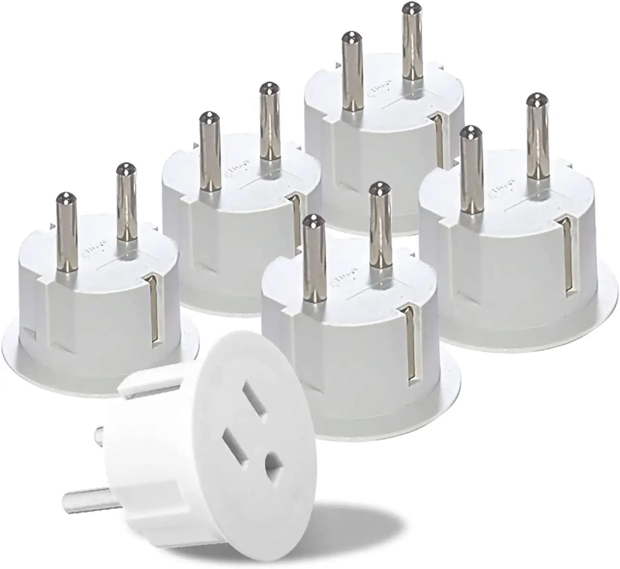 American USA to European Schuko Germany Plug Adapters CE Certified Heavy Duty - 6 Pack - Perfect for Travelling with Cell Phones, Laptops, Cameras & More