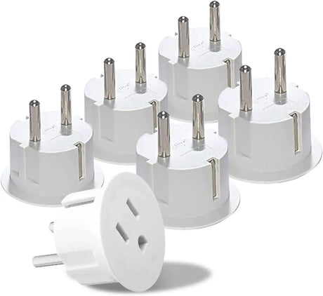 American USA to European Schuko Germany Plug Adapters CE Certified Heavy Duty - 6 Pack - Perfect for Travelling with Cell Phones, Laptops, Cameras & More