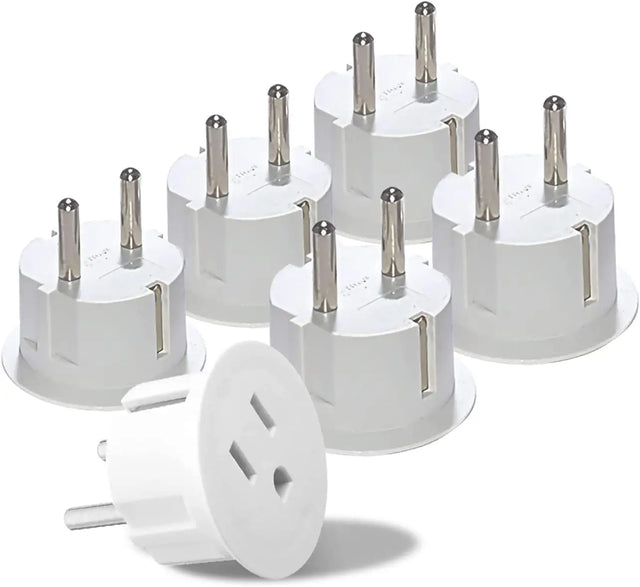American USA to European Schuko Germany Plug Adapters CE Certified Heavy Duty - 6 Pack - Perfect for Travelling with Cell Phones, Laptops, Cameras & More