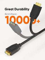 1FT USB C to Micro B Cable, 10Gbps Transfer Speed, Compatible with Iphone 15 Plus/15 Pro Max, WD My Passport External Drive, Black