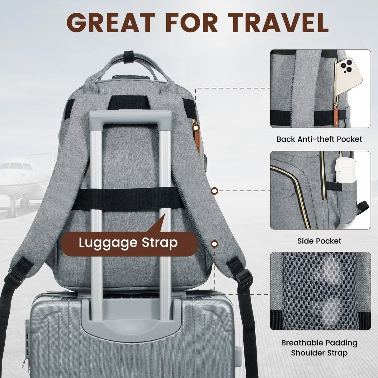 Unisex Anti-Theft 15.6” Laptop Backpack with Lock - for Travel, Business, College, and Outdoor