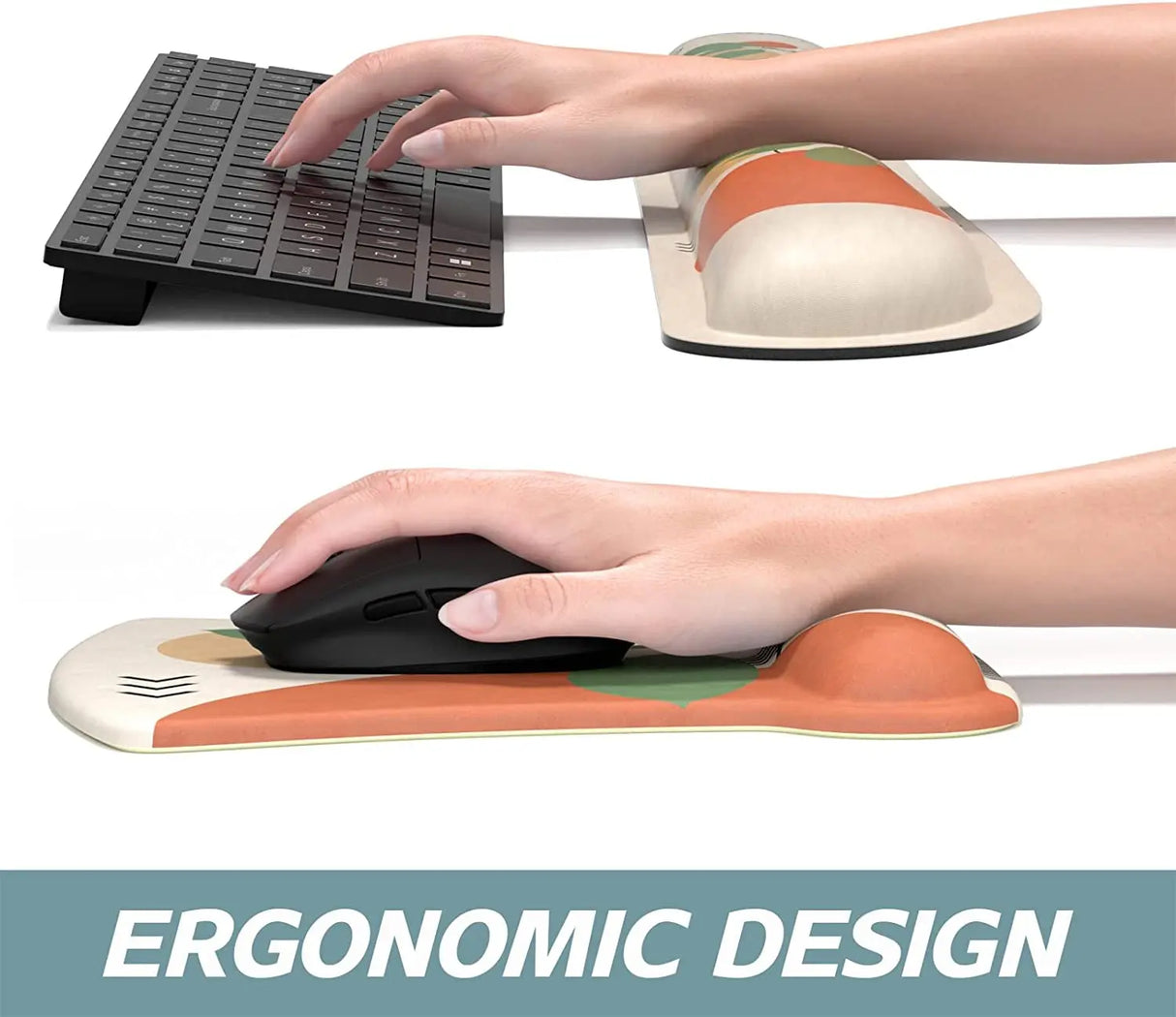 Mouse Pad Wrist Support Keyboard Wrist Rest Pad Ergonomic Mousepad Non-Slip Memory Foam Keyboard Pad Easy Typing Pain Relief Perfect for PC Laptop Gaming Office,Modern Abstract Style
